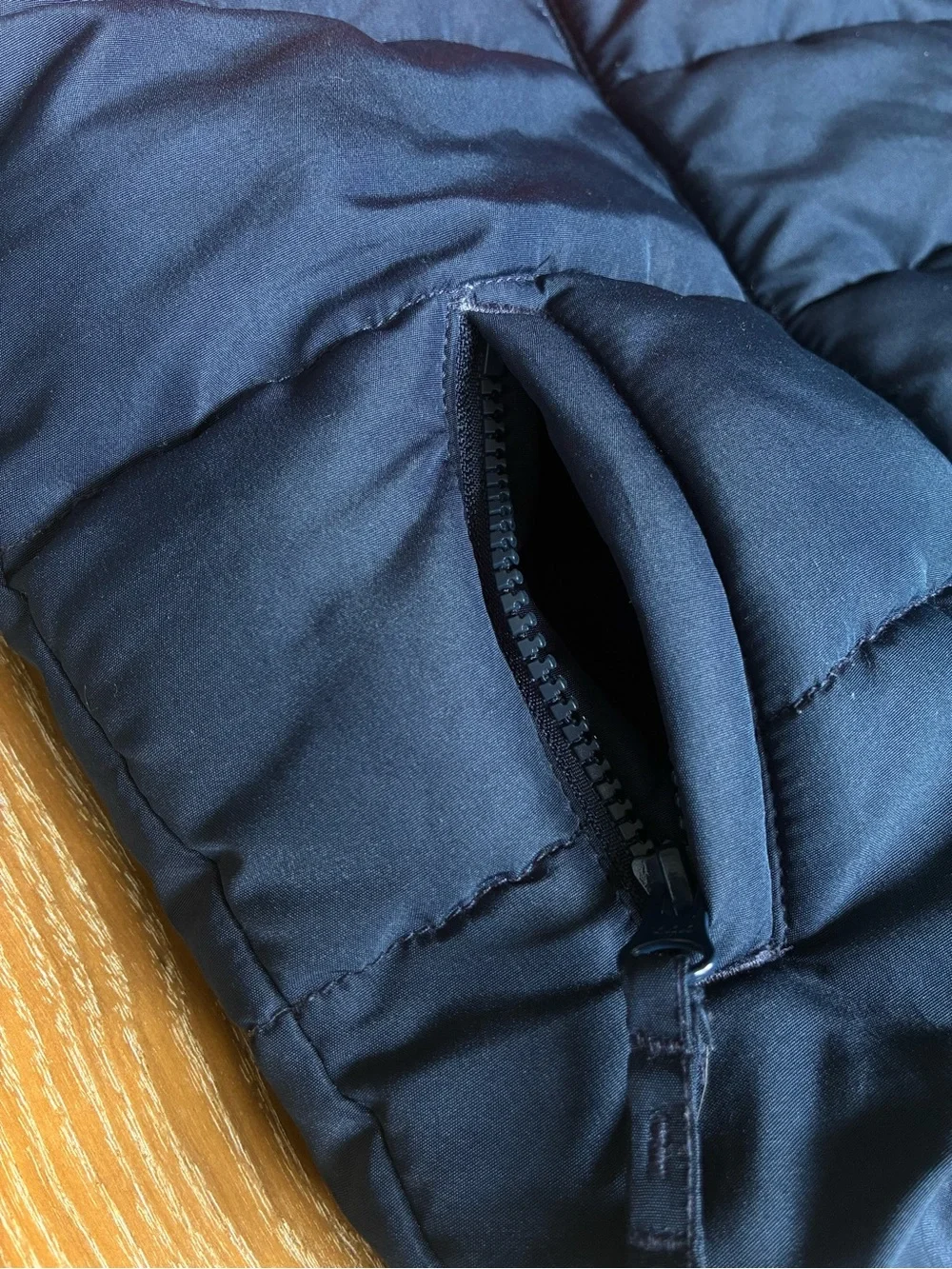 The Children's Place Navy and Orange Hooded full zip Puffer Jacket boys 3T